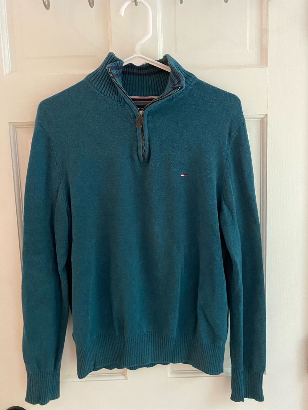 Tommy Hilfiger Men's Teal Quarter Zip Sweater | Size S